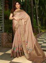 Sattin Pink Festival Wear Weaving Saree